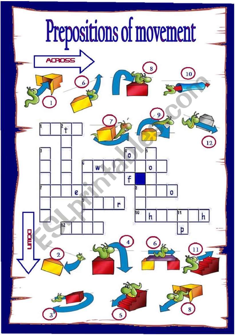 Prepositions of movement worksheet