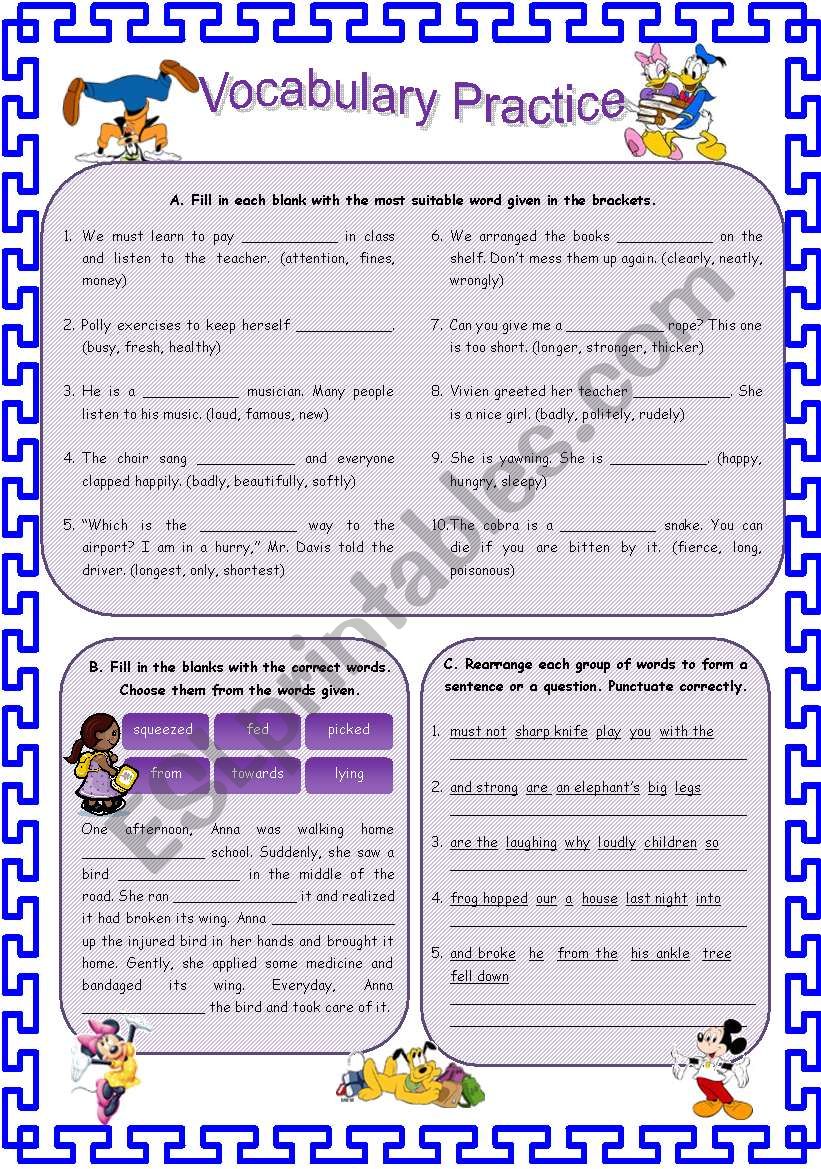 Vocabulary Practice 2 (answer page included)