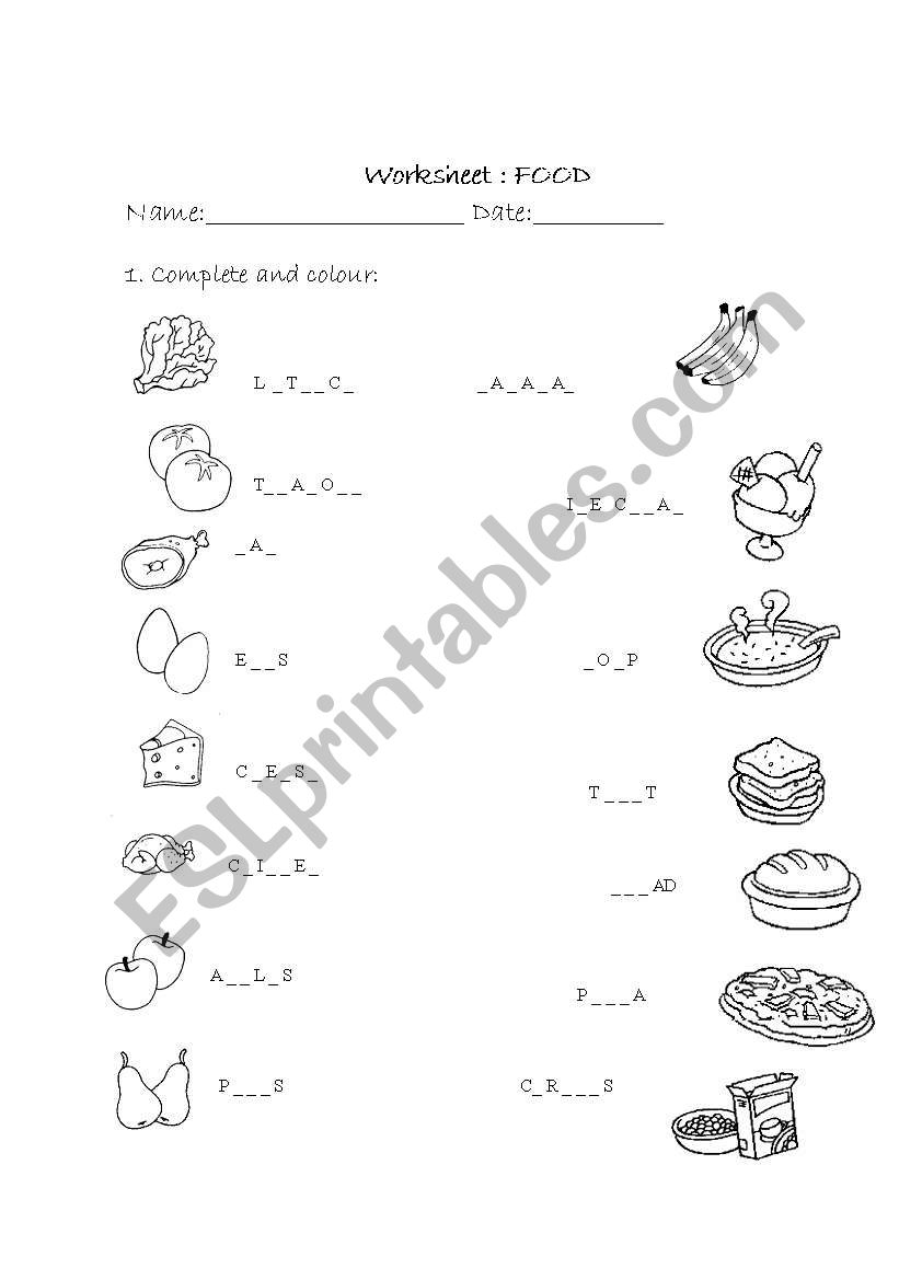 Food  worksheet