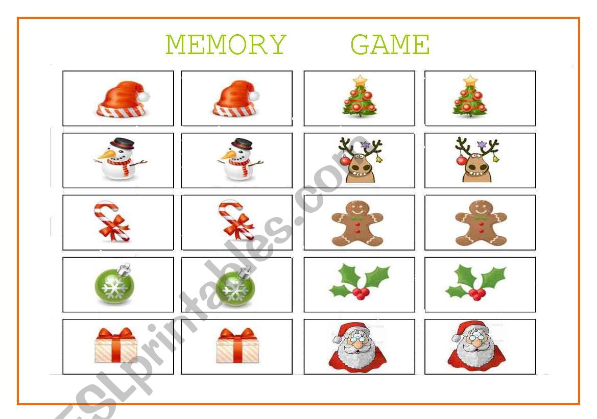 XMAS MEMORY GAME worksheet