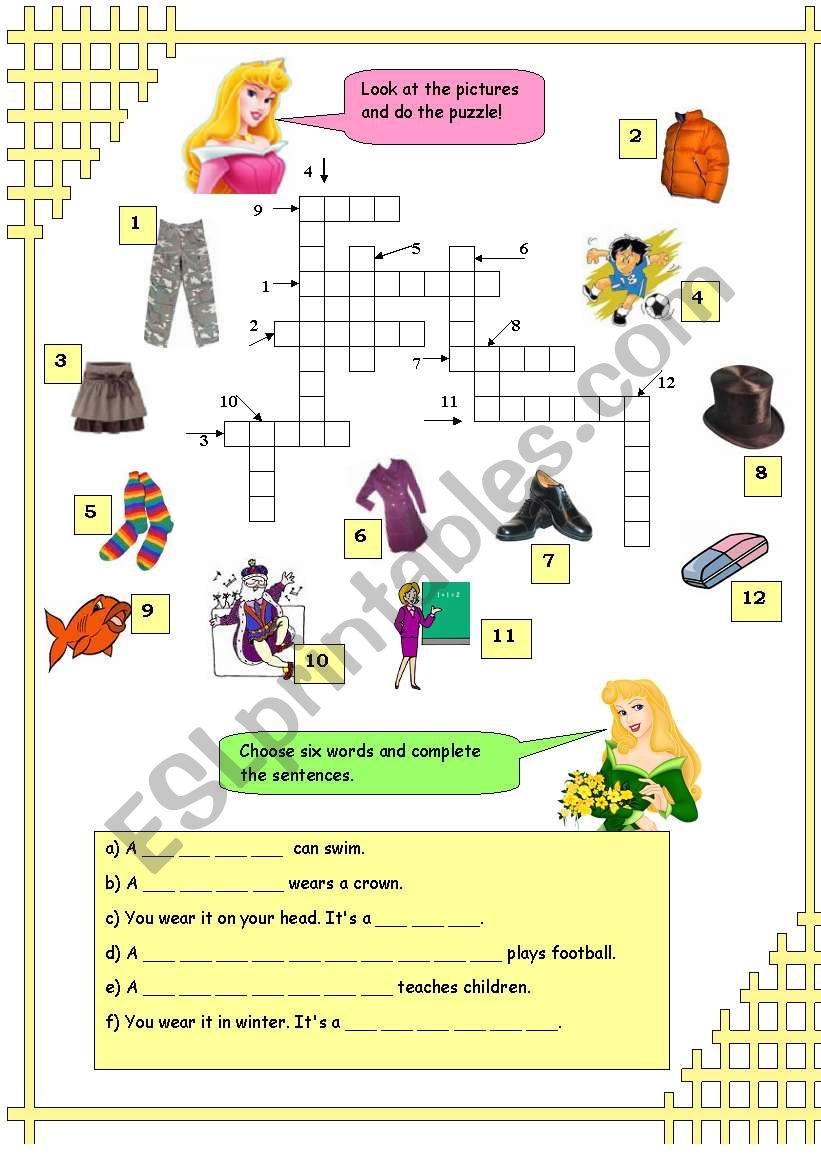 Crossword - vocabulary worksheet