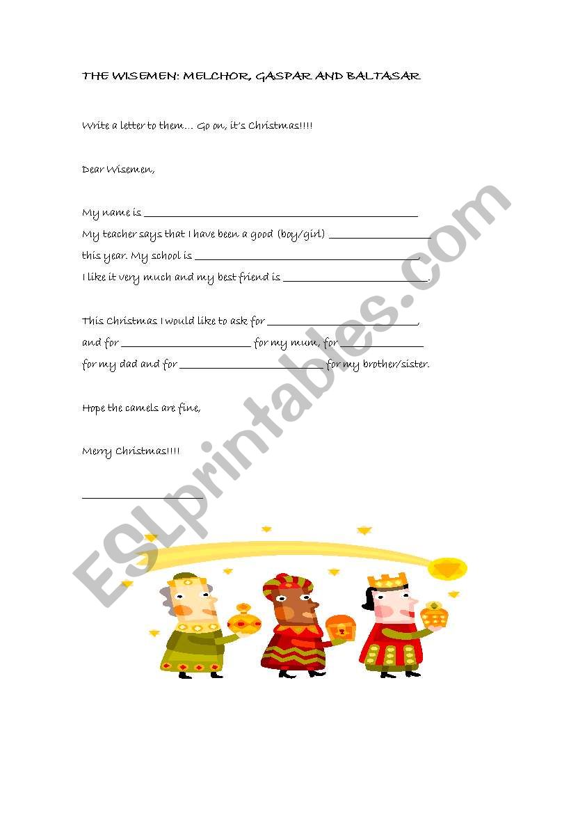 The three Wisemen worksheet