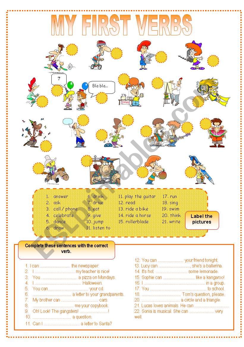 My first verbs worksheet