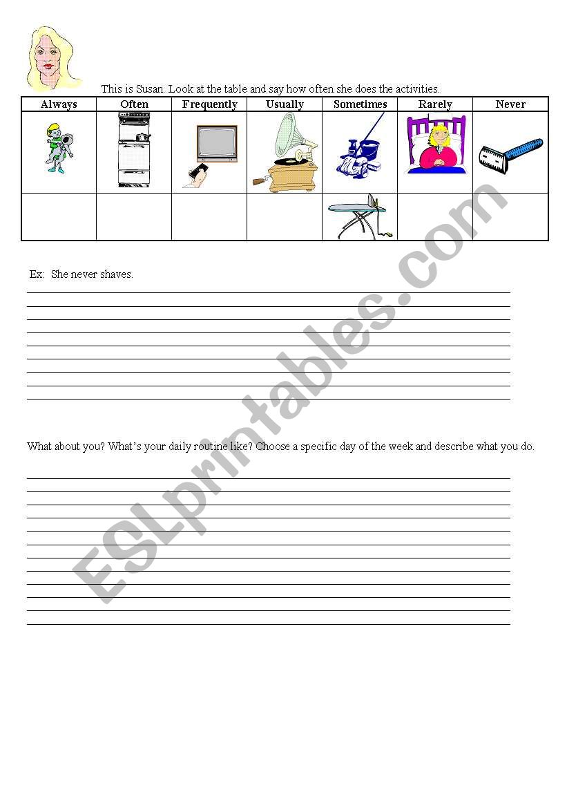 Daily routine worksheet