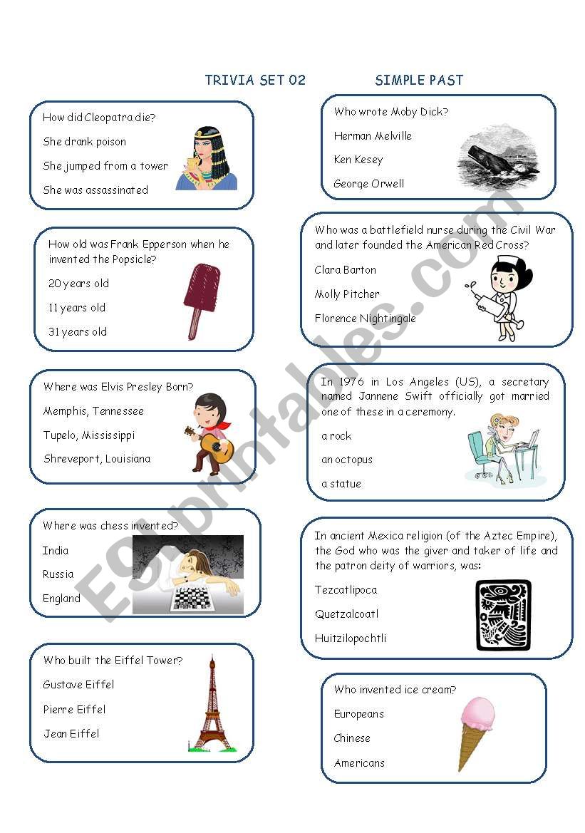 TRIVIA SET02 (simple past) worksheet