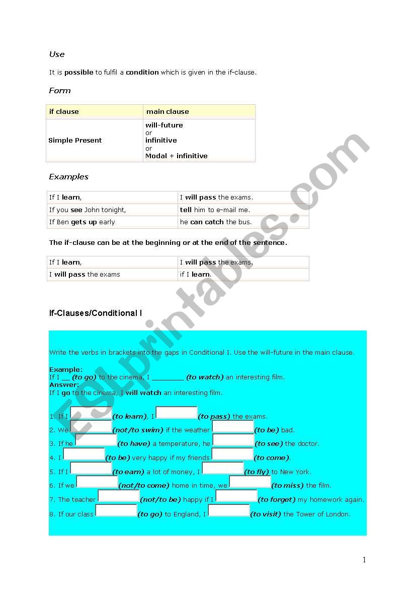 if clause worksheet