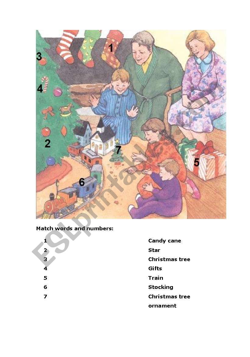 xmas matching worksheet
