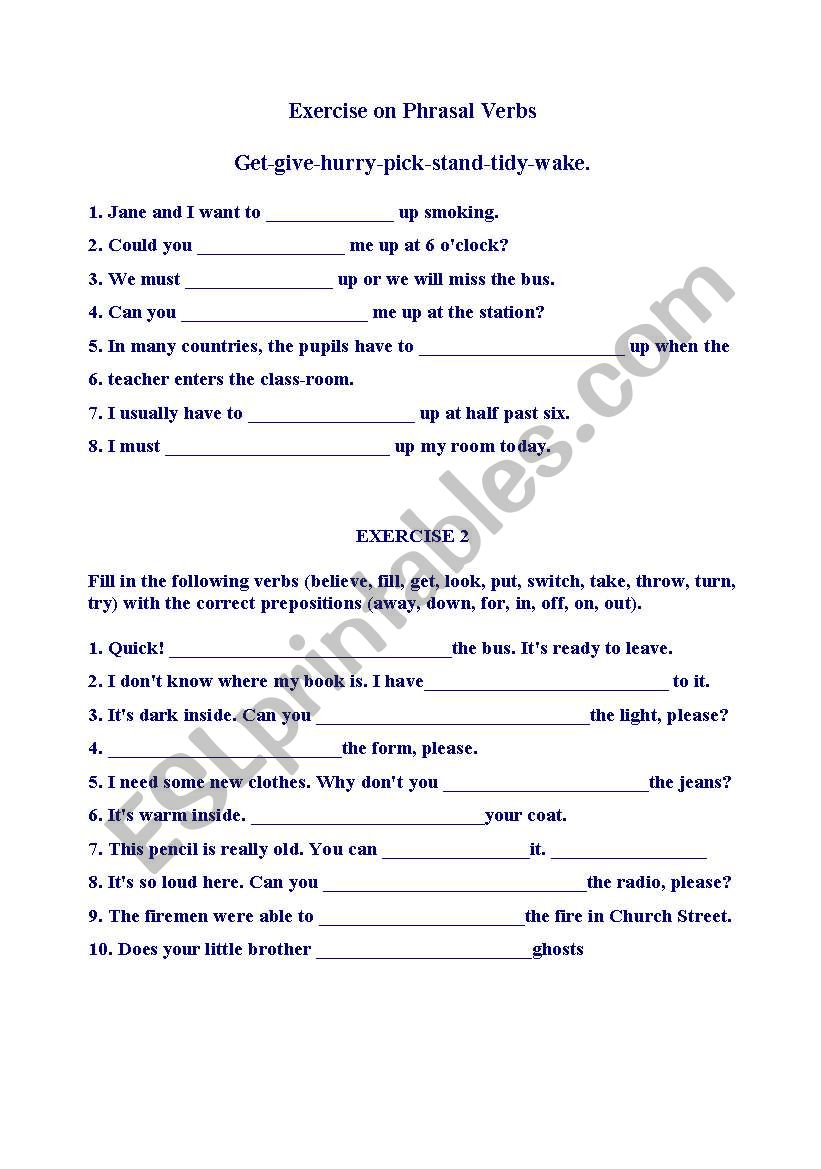 Phrasal Verbs worksheet