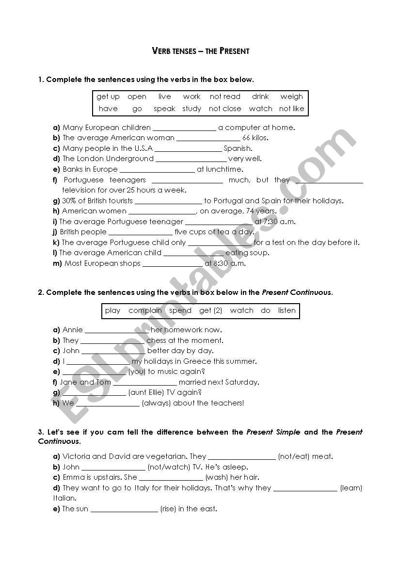 The present worksheet