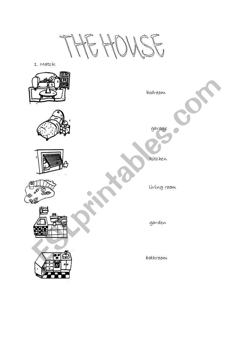 Rooms in the house worksheet