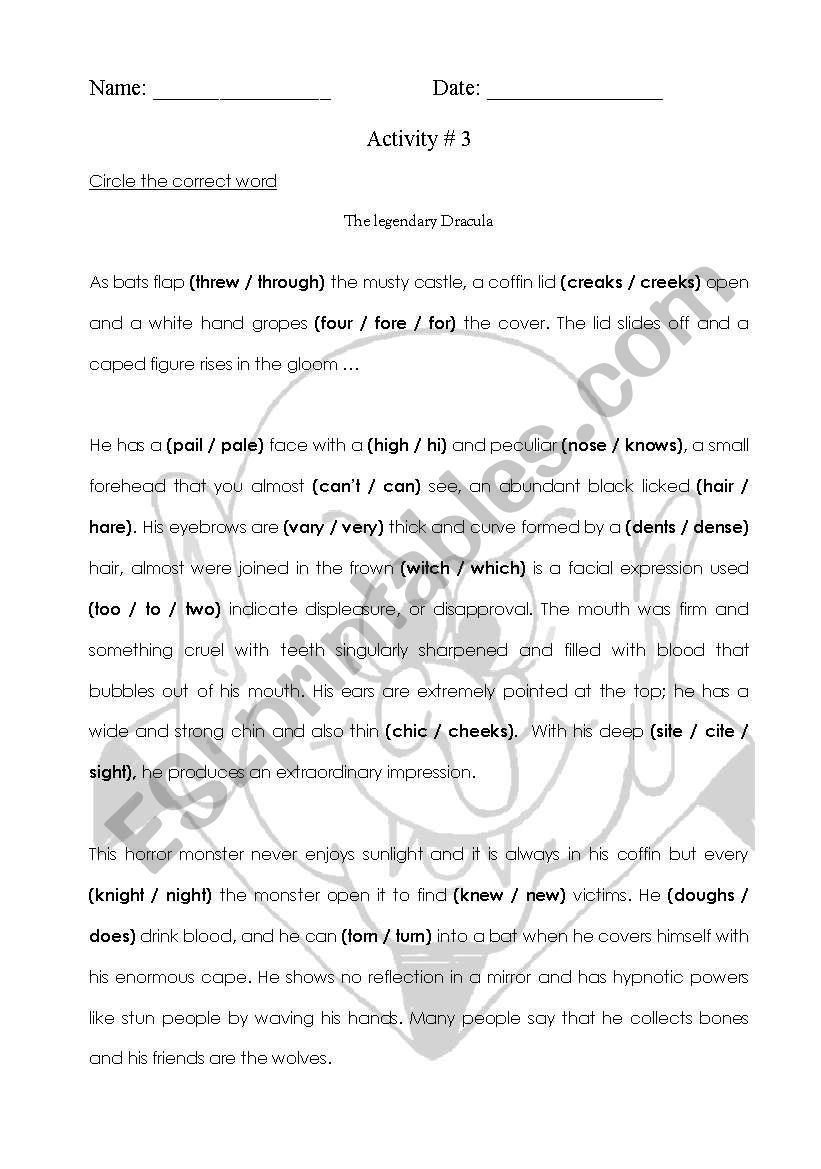 homophones worksheet