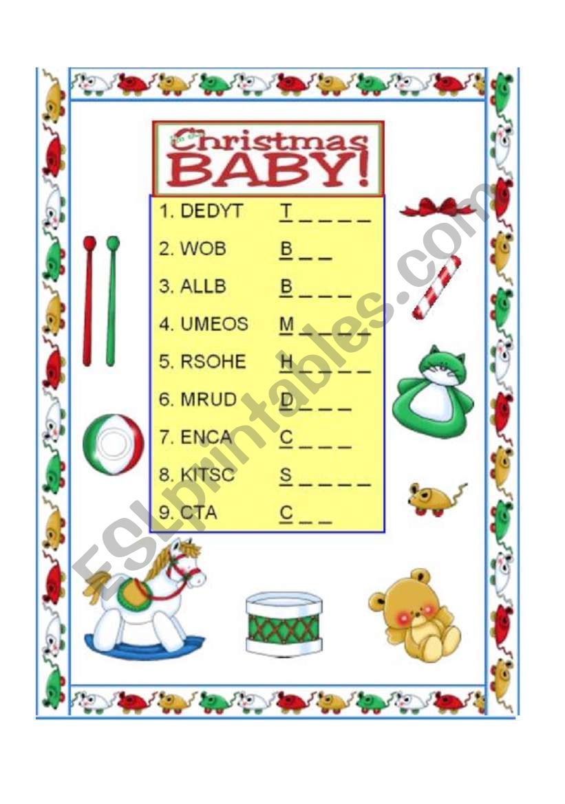 Christmas Baby worksheet