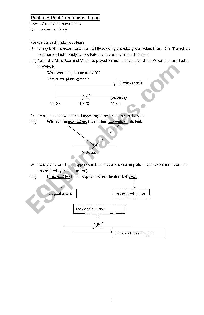 Past Continuous Tense worksheet