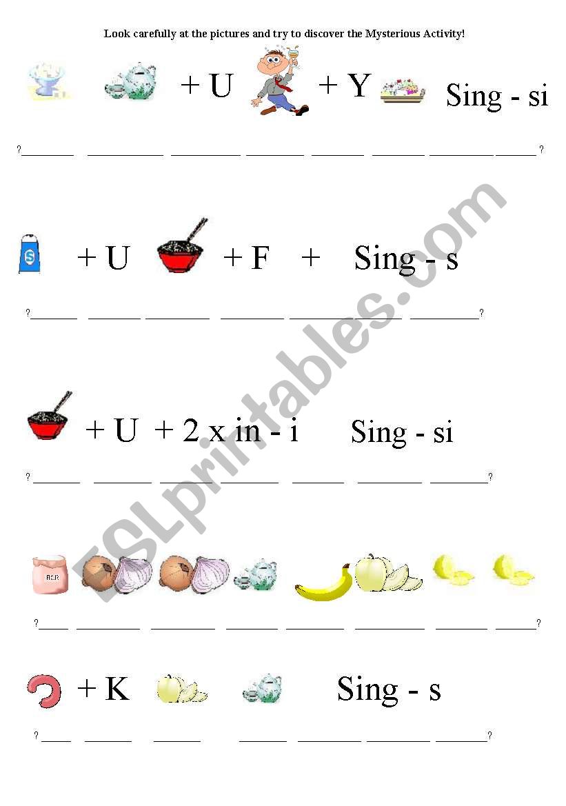 Activities worksheet