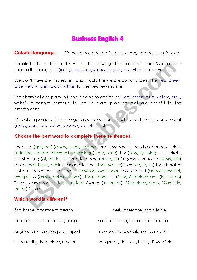 Business English 4. worksheet