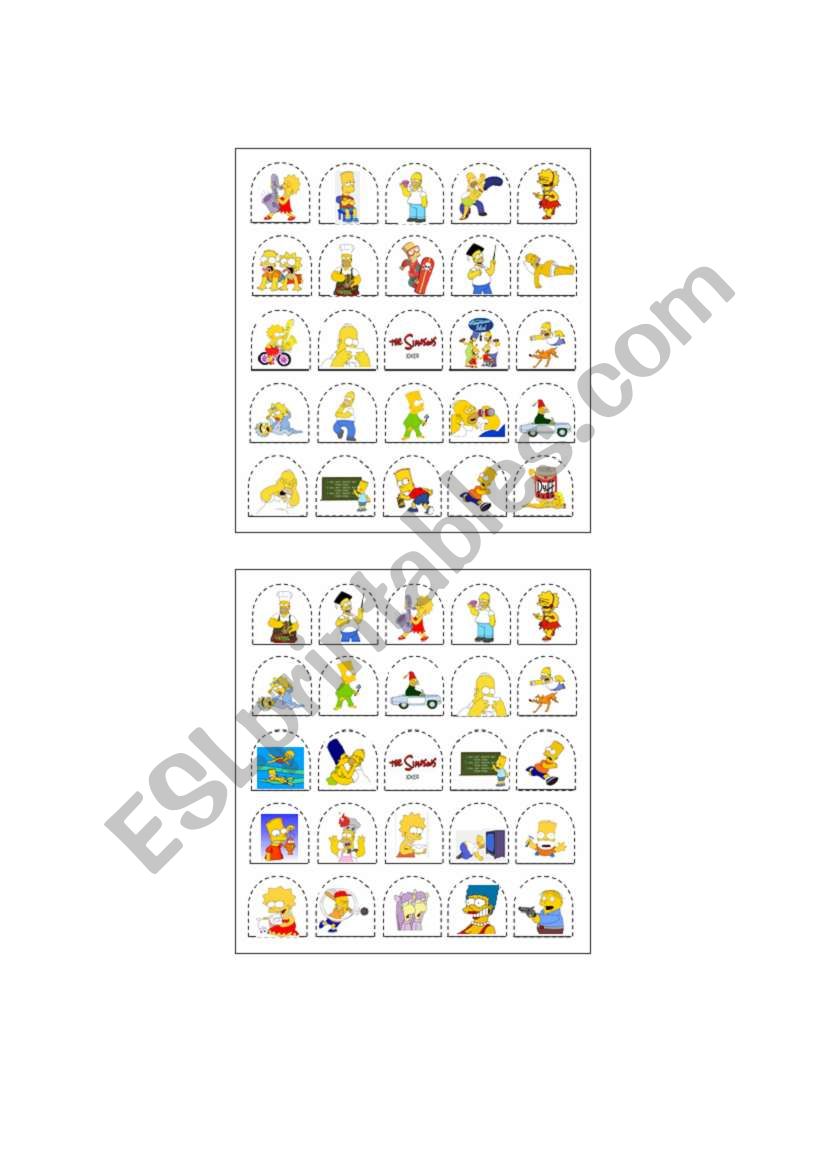 Play SimpsonÂ´s Bingo and Learn Verbs Part 7