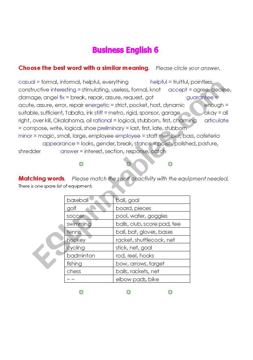 Business English 6. worksheet