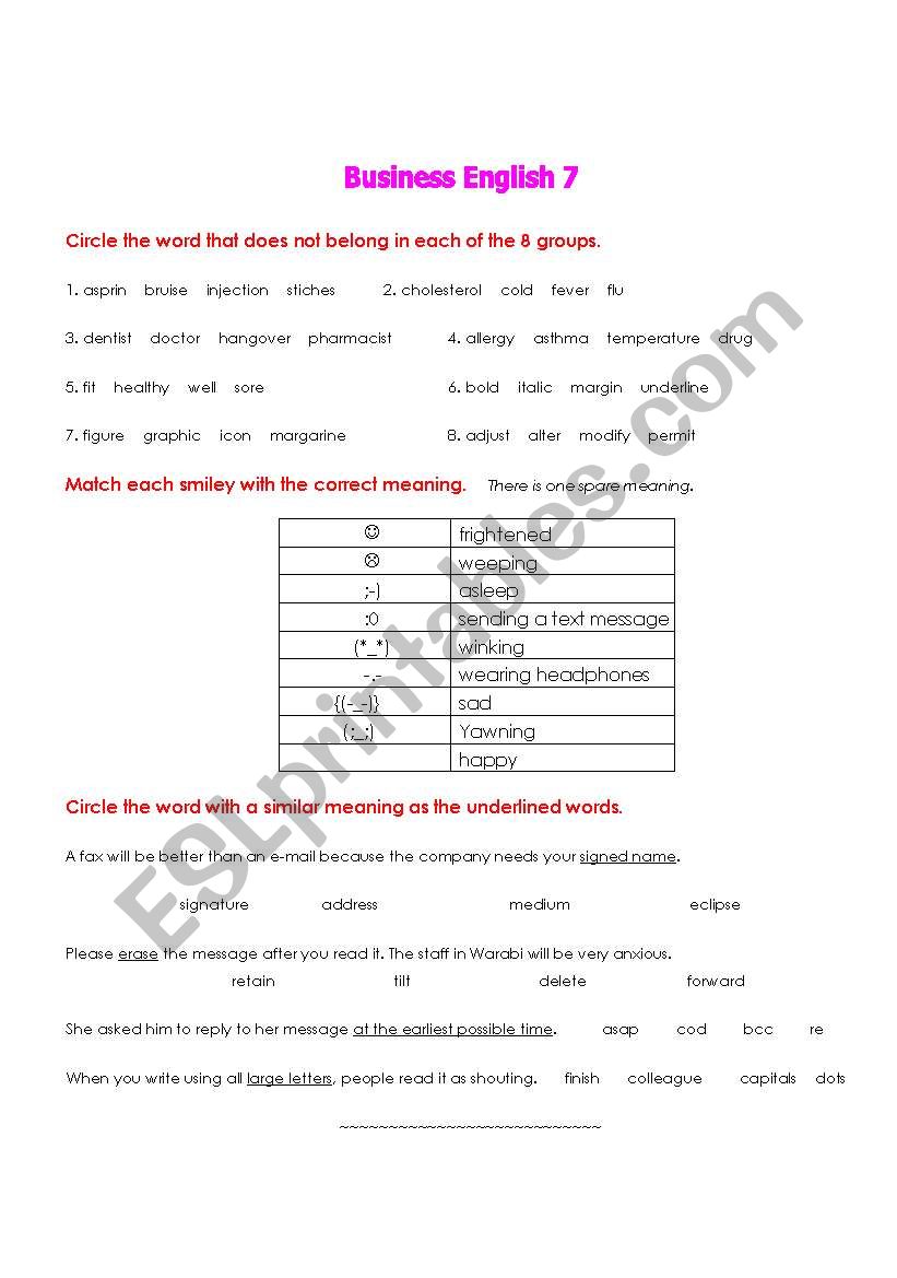 Business English 7. worksheet