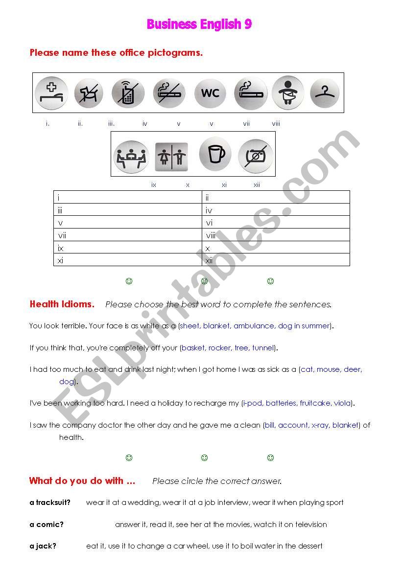 Business English 9. worksheet