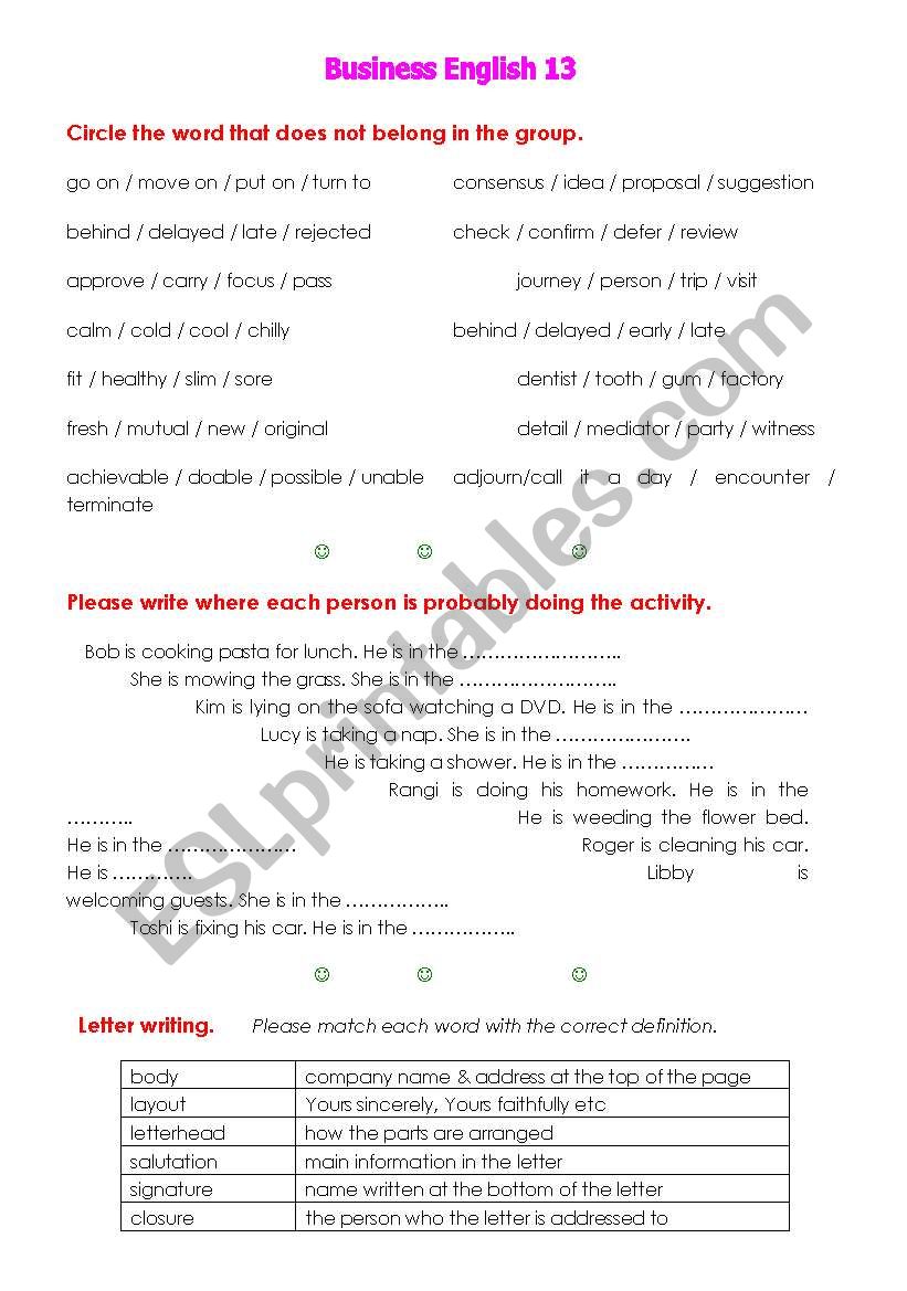 Business English 13. worksheet