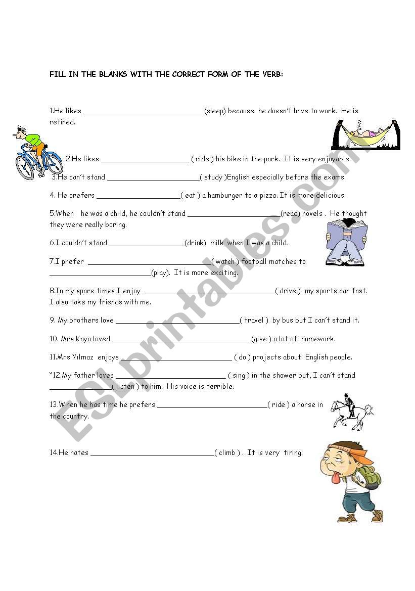 like,love,hate,enjoy,canÂ´t stand,  