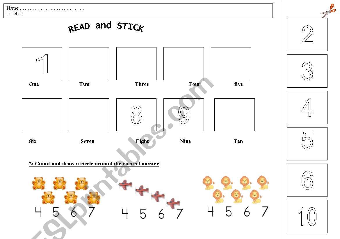 numbers 1-10 worksheet