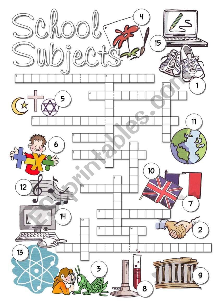 School Subjects worksheet