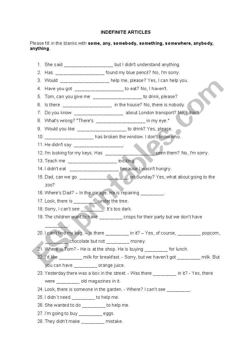 some-any-no worksheet