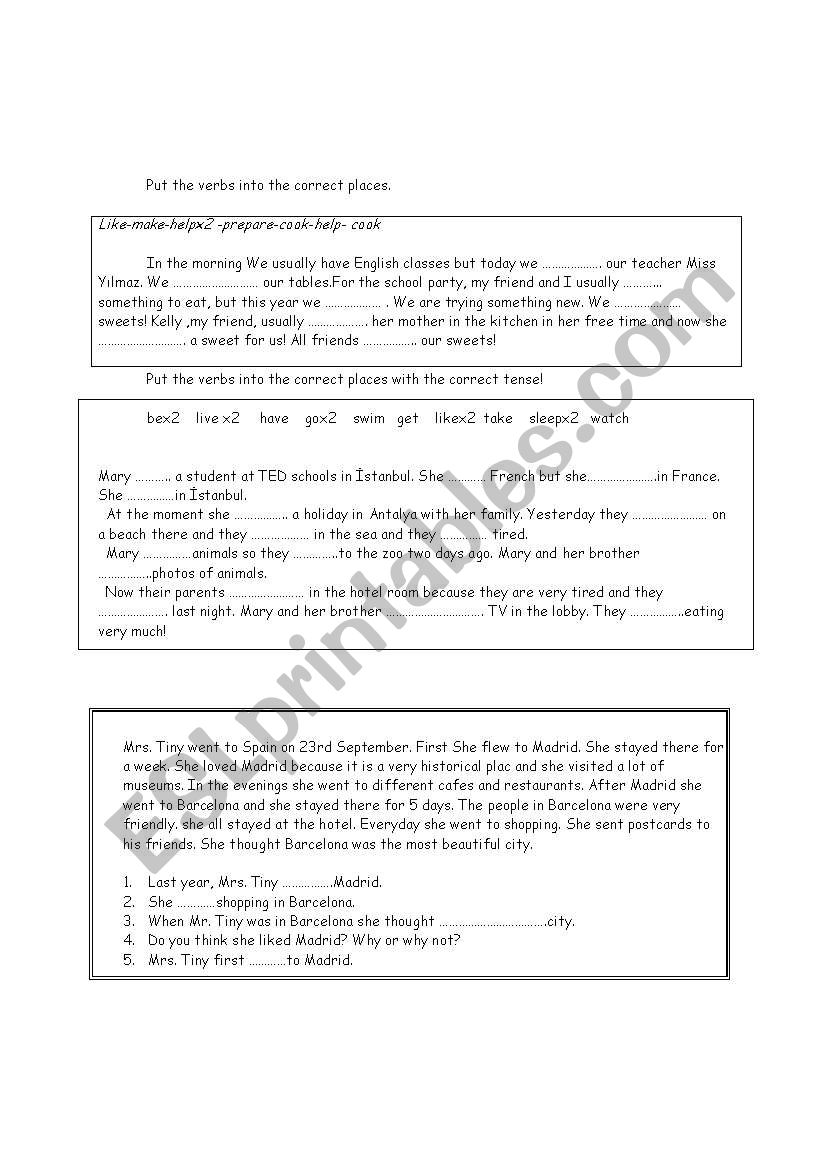 TENSE REVIEW  worksheet