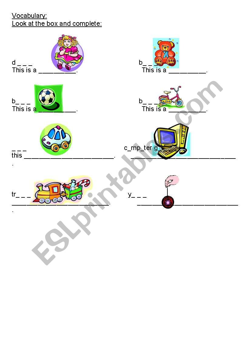 toys worksheet