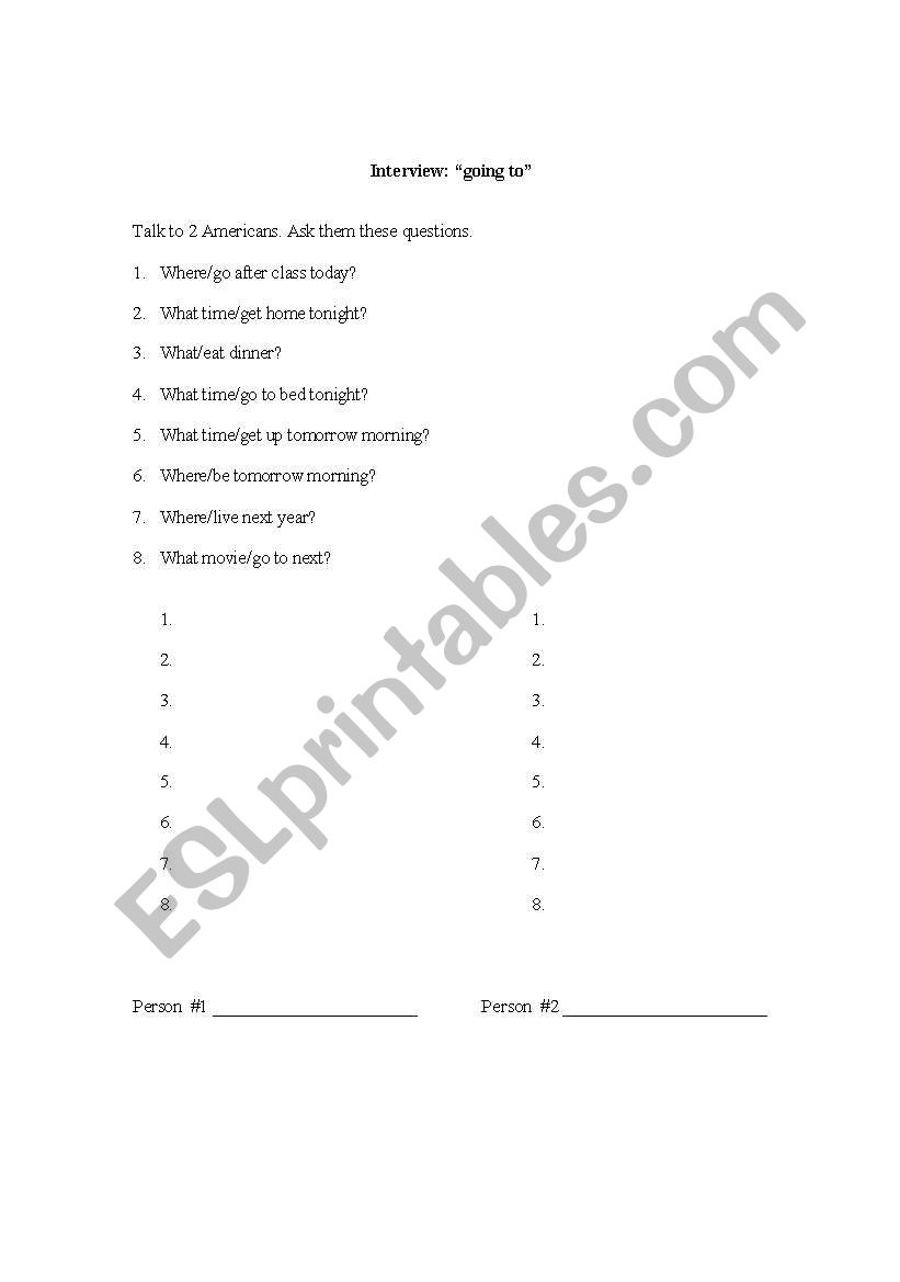 interveiw worksheet