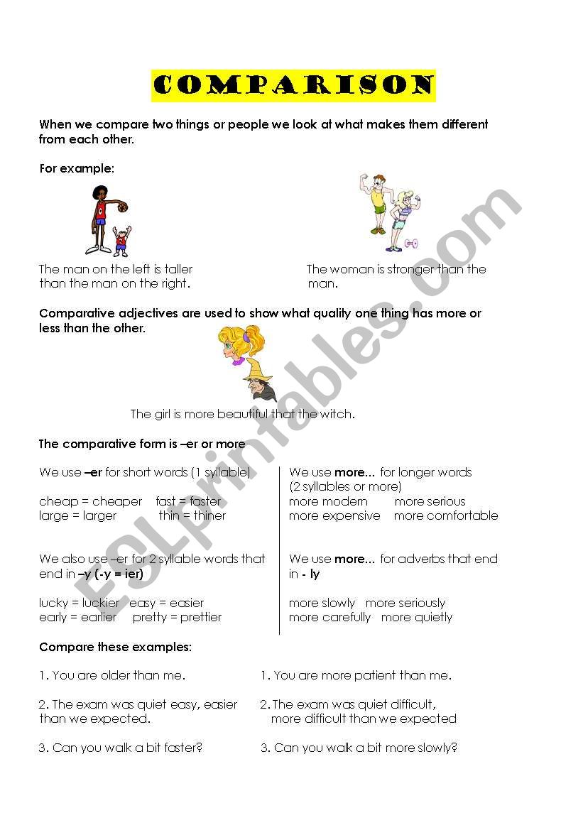 comparison worksheet