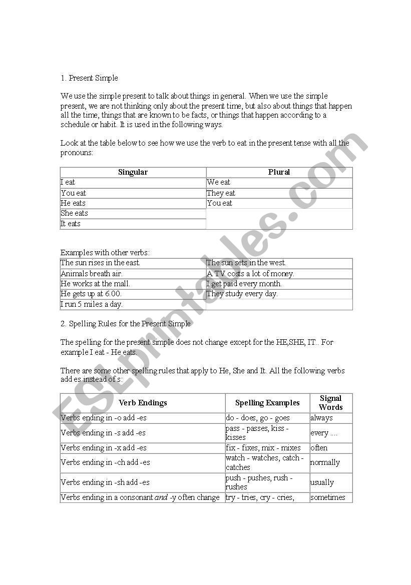 Simple Present worksheet