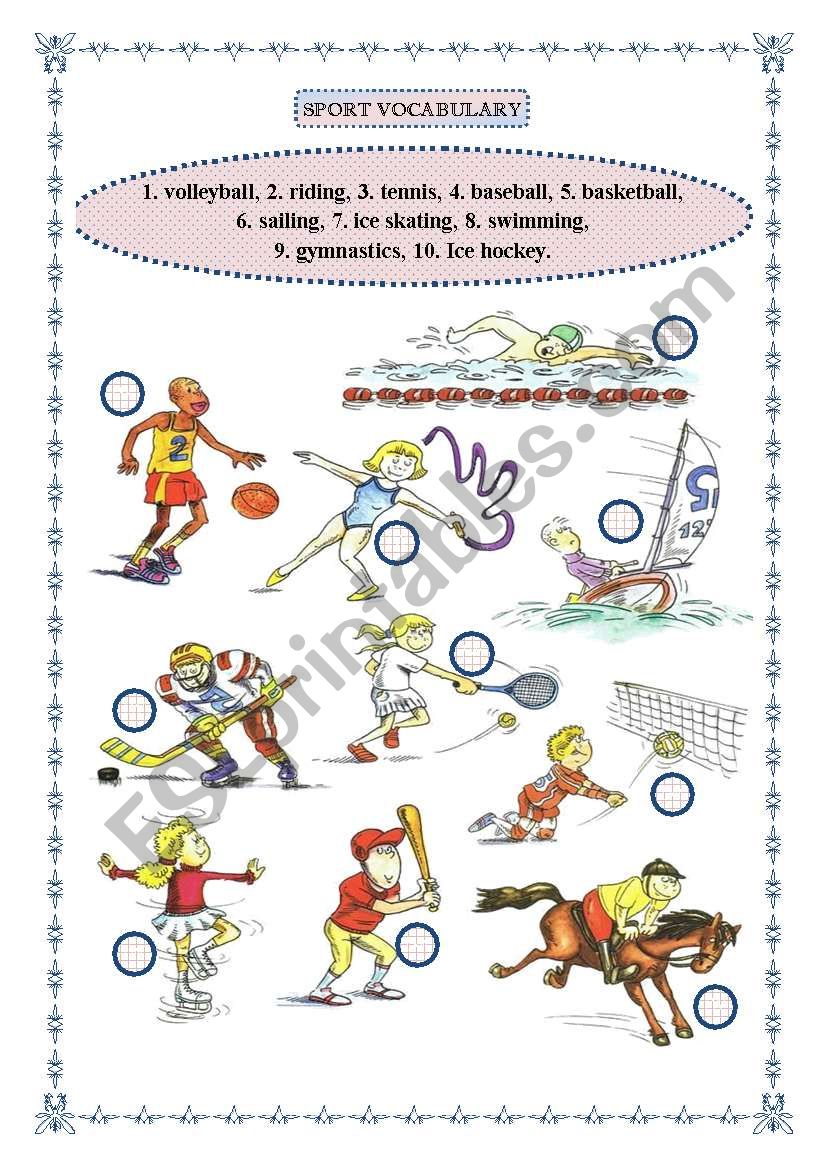 sport vocabulary part 1 worksheet