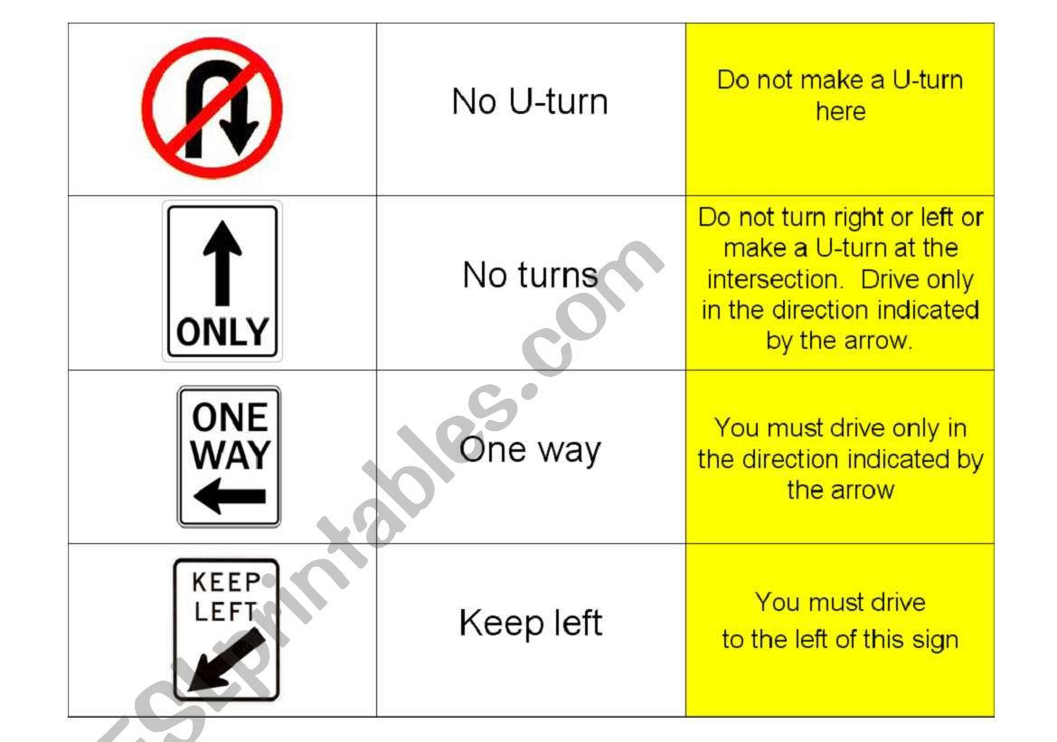 Driving SIGNS Part TWO worksheet