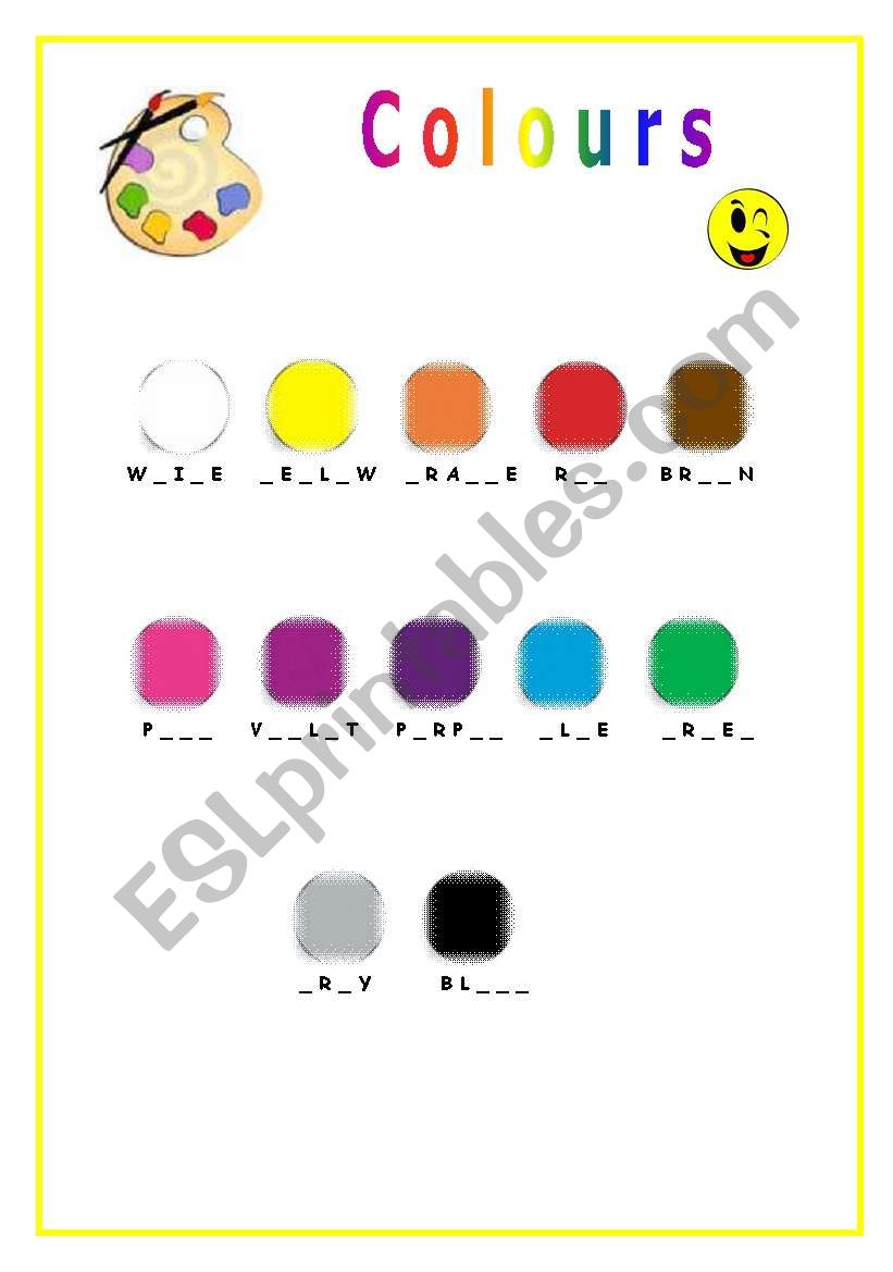 Colours worksheet