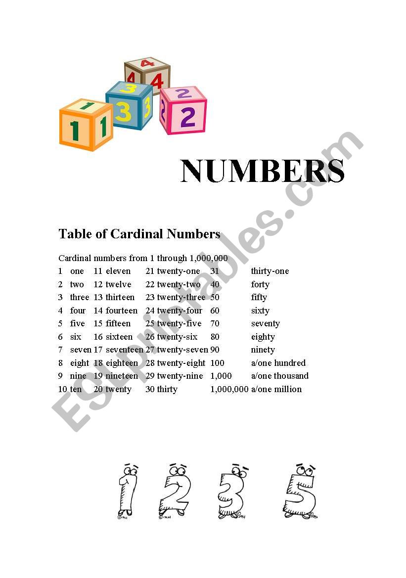 NUMBERS 1 worksheet