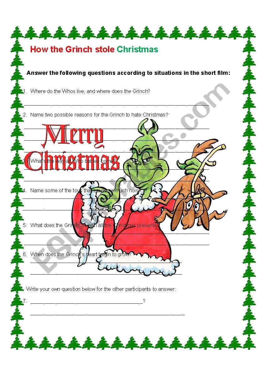 How The Grinch Stole Christmas Word Search