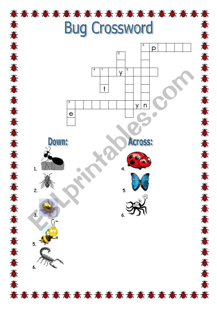 Bug Crossword worksheet