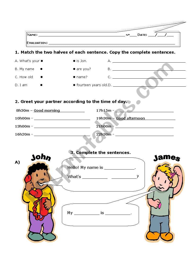 Revisions worksheet