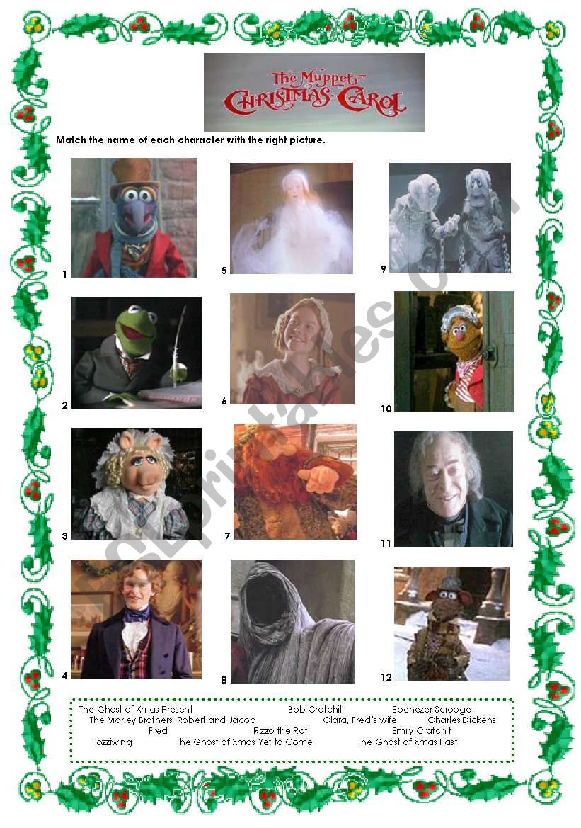 The Muppet Xmas Carol worksheet