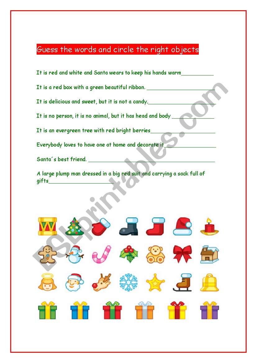 Guess the right obejct worksheet