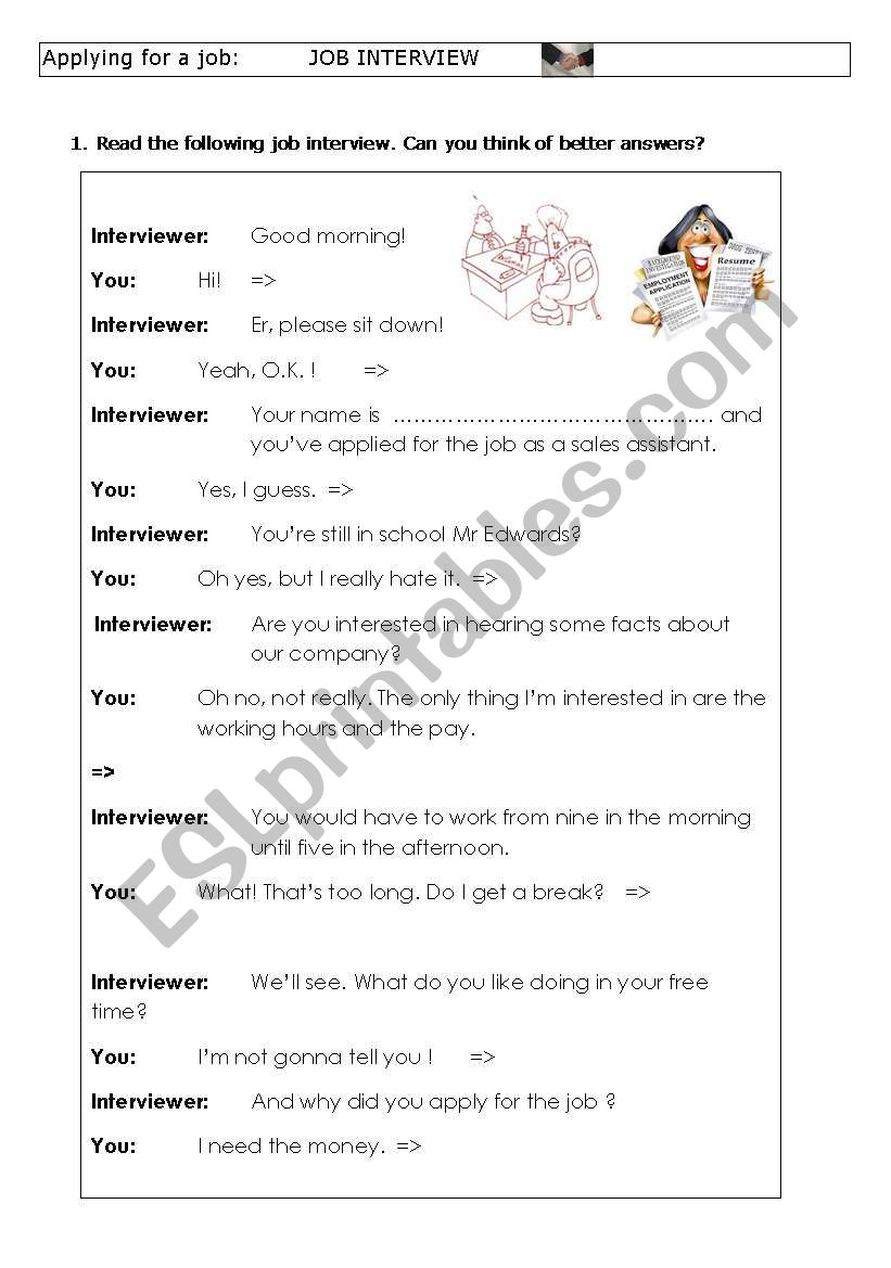 Funny job interview - Flow chart  - Letter of application