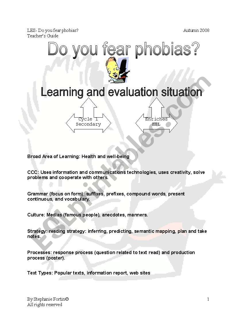 do you fear phobias worksheet