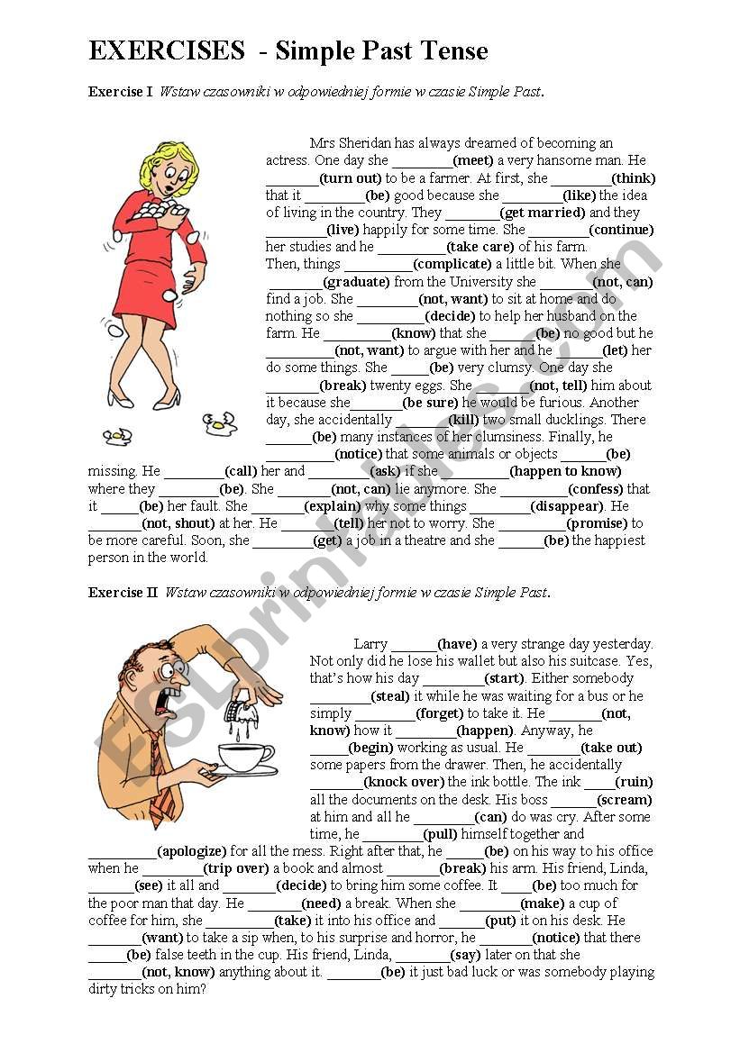 Simple Past - gap filling worksheet