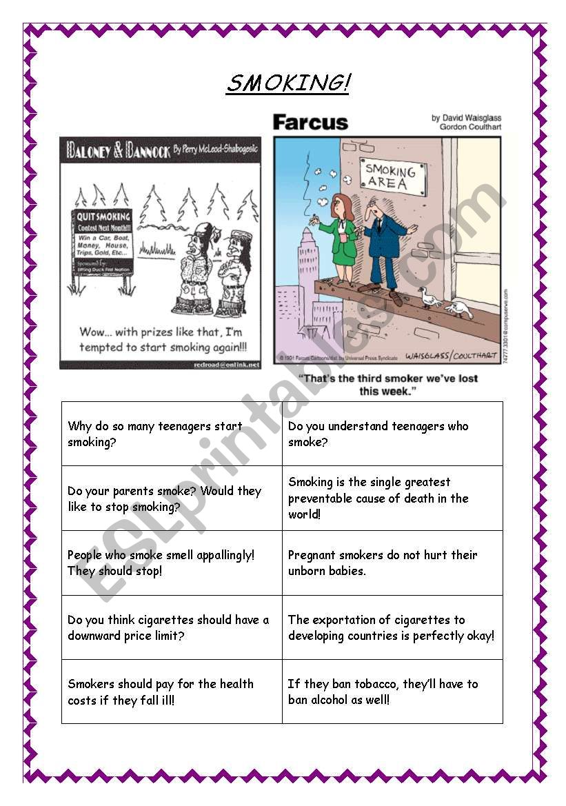 Smoking (discussion starter) worksheet