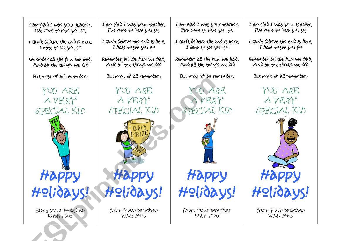 Happy Holidays Bookmarks worksheet