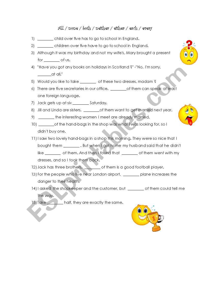 QUANTIFIERS worksheet