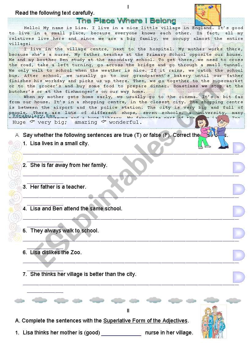 The place where I belong worksheet