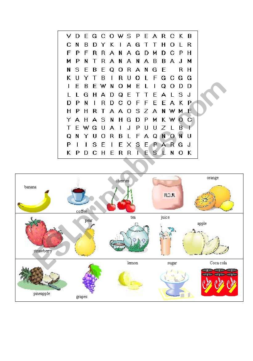 Word search worksheet